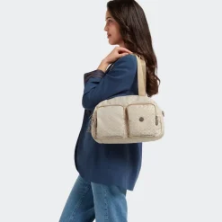 Kipling Borsa a mano e tracolla Cool Defea Signature Beige<Donna Borse A Mano