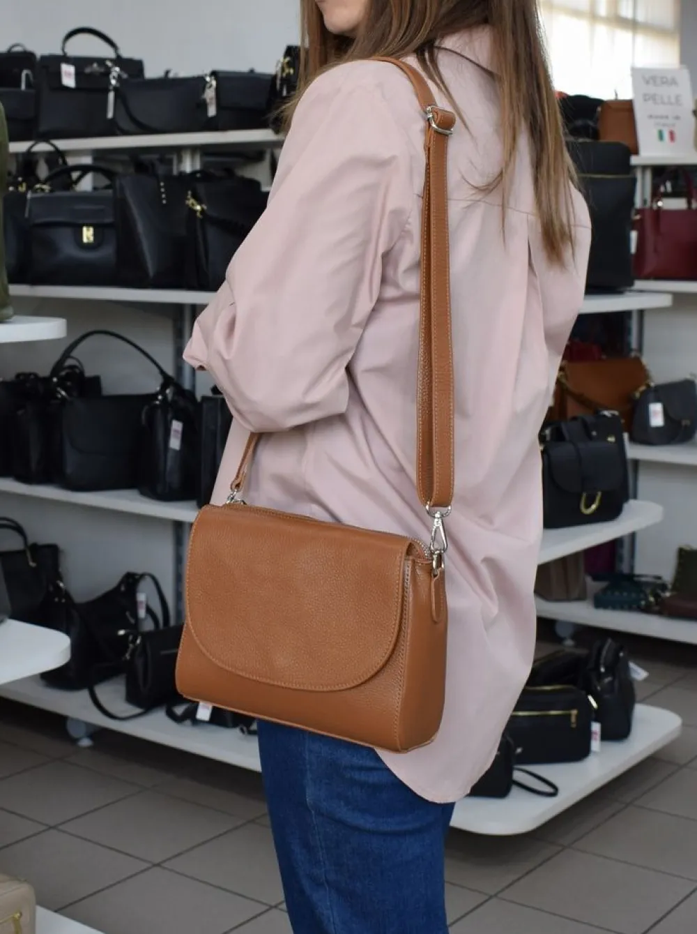 Pronto Moda Borsa a tracolla in pelle 20008 Grigia<Donna Borse A Tracolla