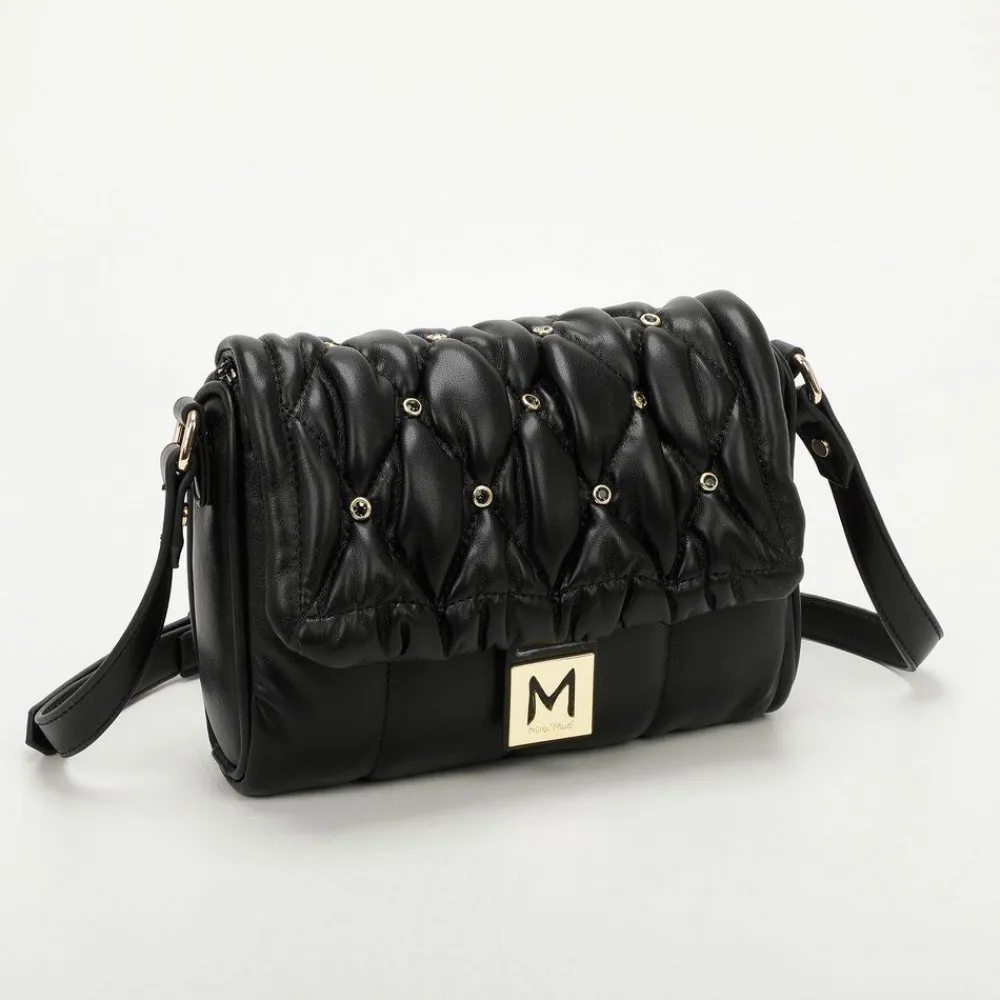 Mimì-Muà Borsa a tracolla trapuntata con strass Nera<Donna Borse A Tracolla