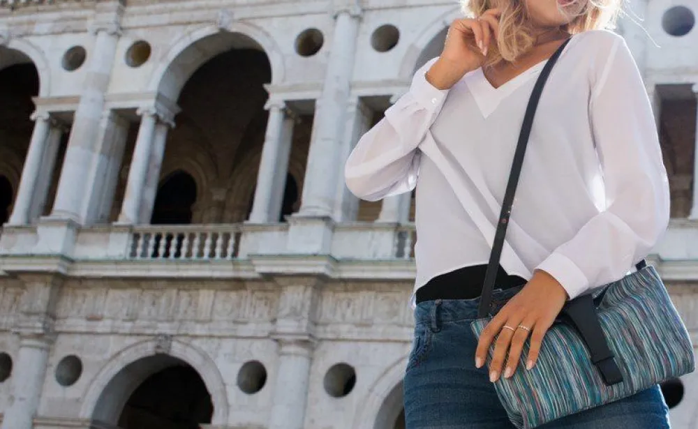 Emporio Cattani Borsa donna Eva Righe Bordeaux<Donna Borse A Tracolla