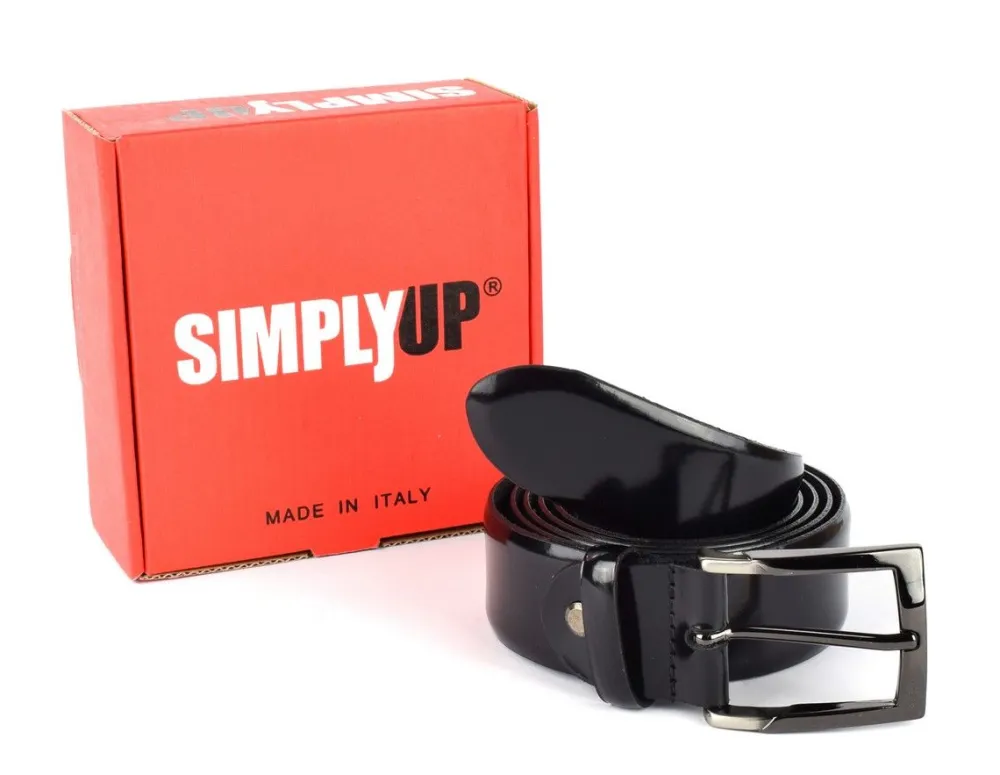 SIMPLYUP Cintura uomo in pelle lucida 1018 Nera< Cinture
