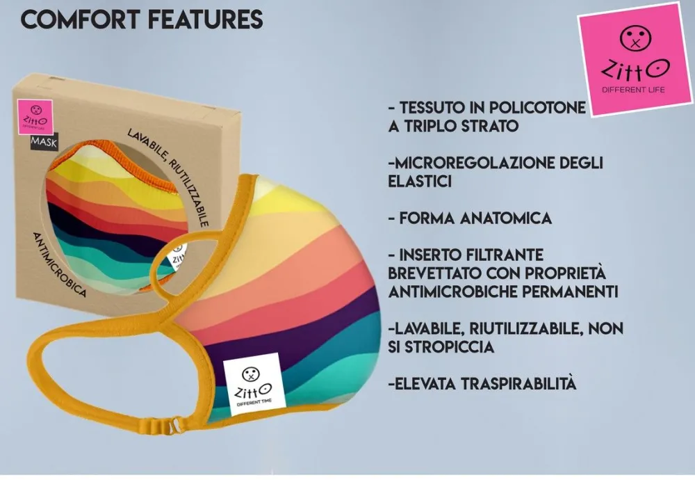 Zitto Mascherina di protezione Mask Black'n Waves< Mascherine