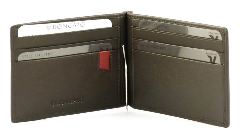 Roncato Portafoglio uomo fermasoldi a molla Pascal 2906 Marrone<Uomo Portafogli Uomo