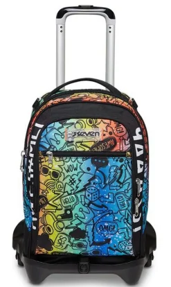 Seven Trolley scuola Jack 3 ruote Fluo Stamp< Zaini Trolley