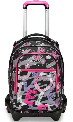 Seven Trolley scuola Jack 3 ruote Draft Heart< Zaini Trolley