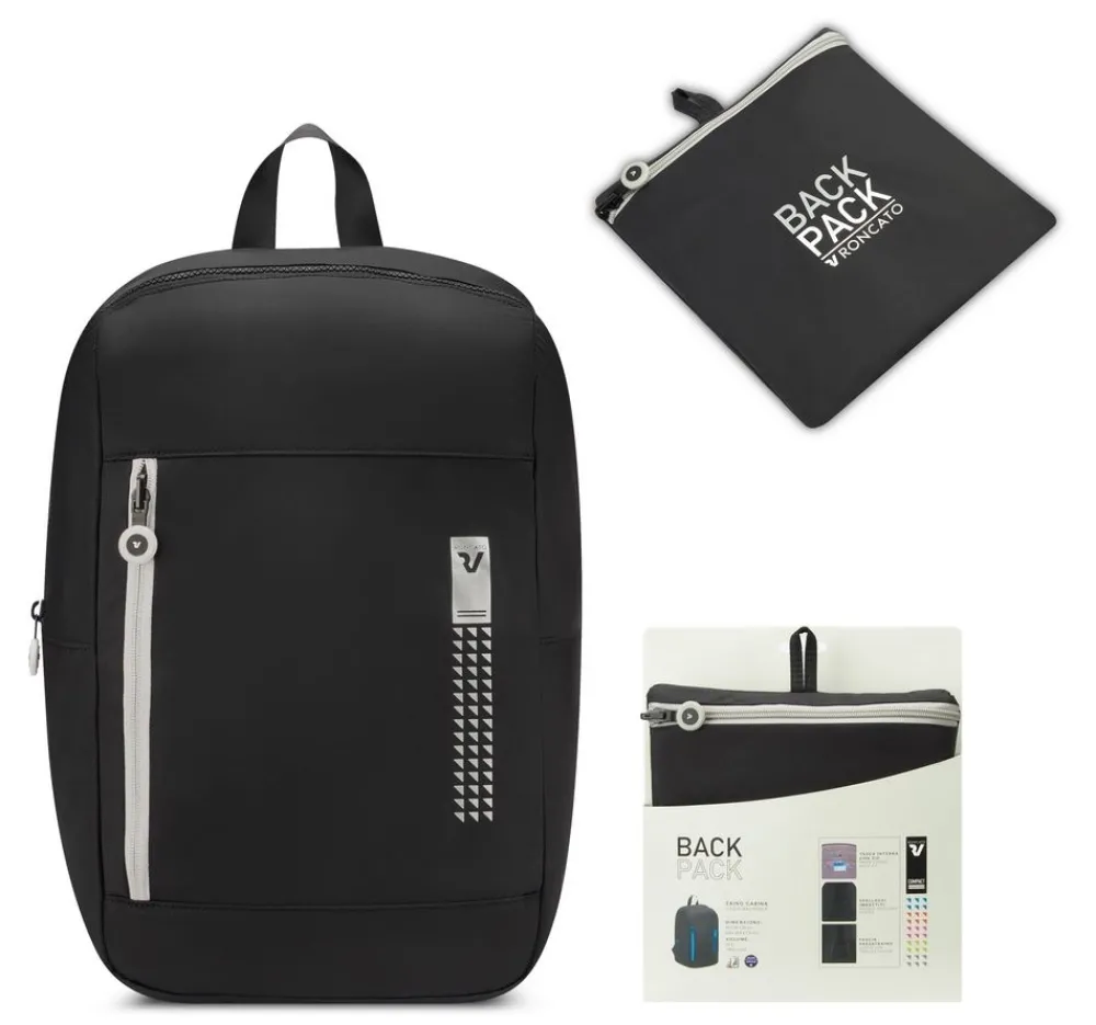 Roncato Zaino cabina pieghevole Ryanair 40x20x25 Compact 2010 Nero Fumo< Bagaglio 40X20X25|Borse Cabina